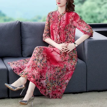 Femei Vara 2021 coreene Noi Epocă de Imprimare O-gât Rochii de Plajă Feminin Elegant Jumătate Mâneci Office Lady Rochii K13