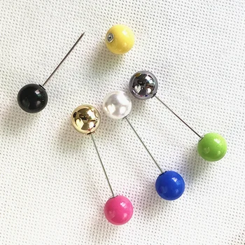 Culori bomboane Dublu de Bile Broșe Ace de Haine DIY Pin Rever Imitație Pearl Pol Lung Broșe Pentru Femei Eșarfă Clip Dotari