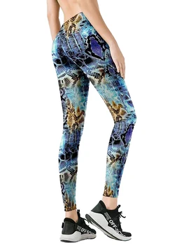 YRRETY Albastru Îmbinat Leopard Imprimate Jambiere Pentru Femei Slim Stretch Pantaloni cu Talie Înaltă Fitness Yoga Pantaloni Femei de Îmbrăcăminte