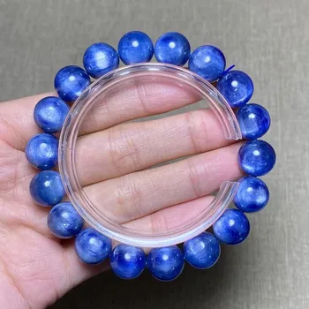 11mm Natural Albastru Cianit Cristal Brățară Bijuterii Pentru Femei, Bărbați Avere Darul de Vindecare Cat Margele Ochi de Piatră prețioasă Piatră Fire AAAAA