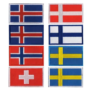 3D Brodate Norvegia, Finlanda, Danemarca, Islanda, tara din lumea a Flag Patch Coase Pe Haine Banderola Rucsac Autocolant DIY Aplicatiile