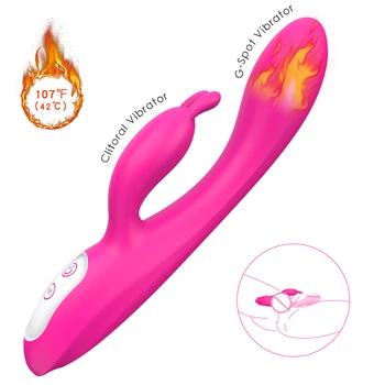 Fierbinte De Vânzare A Produselor Încălzite 9 Moduri De Vibrație Vagin Penis Vibrator De Masaj, Adult Sex Toy Femei Rabbit Vibrator