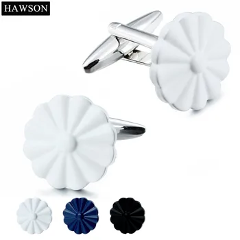 HAWSON Flori Butoni Email Alb/Negru/ Bleumarin Butoni pentru Barbati franceză Rochie/Tricouri Bijuterii cu Cutie Frumos