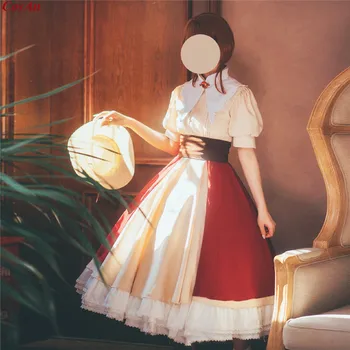 Versiune Anime CardCaptor Sakura Kinomoto Cosplay Costum Cadou Bunicului Roșu Galben Lolita Rochie de Joc de Rol Îmbrăcăminte Personalizate-Face
