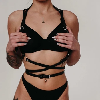 Faux din Piele Femei Cablajului Sutien Sexy, Jartiere Centura BDSM Corpul Mujer Robie Cușcă Bretele Ham Centura de Talie Curele Centura Sabia