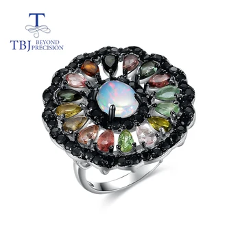 TBJ, mare LuxuryTourmaline inele bun multi-culoare pietre pretioase naturale argint 925 bijuterii fine pentru femei, uzura de partid