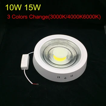 Nu Tăiați tavan led downlight 10W 15W 3 Culori Schimbare (3000K/4000K/6000K) AC85-265V Lumina de Interior Bucătărie de Iluminat Lampa