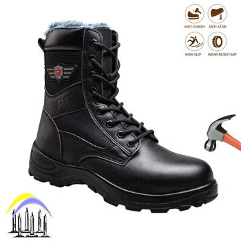 Siguranță Pantofi pentru bărbați Indestructibil Munca Adidași Steel Toe de Siguranță Cizme de Iarnă Pantofi pentru Bărbați de Înaltă Top Confortabil Anti-sparge Pantofi