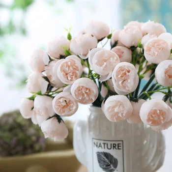Acasă Decorare Accesorii 27heads Flori Artificiale 28cm Ceai de Mătase de Trandafir Buchet de Mireasa Decor Nunta Cadou de Ziua Îndrăgostiților