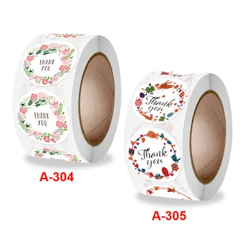 500pcs 1 inch Roll Rotund de Flori Autocolante Vă Mulțumesc Pentru Mărfuri Decor Etichete autoadezive Cadou de Etanșare Autocolante