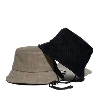 Pantaloni de catifea cord Găleată Pălărie de Iarnă Primăvară Pălărie Panama cu Reglabil Șir de Pescuit, Drumetii, Camping Pălărie Cap 100% Bumbac Unisex Capac