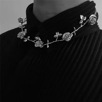 Franceză au crescut spini colier purtat ins formă concavă mici design simplu și de lux, clavicula lanț pentru bărbați și femei
