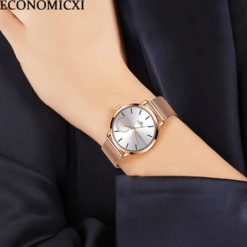 Noul Ceas Femei de Lux Delicat Mic Cadran Analog Cuarț Moda Banda din Oțel Inoxidabil Ceasuri Femei Rochie Ceas Reloj Mujer