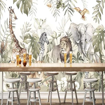 Pictate manual Tropicală Animal gazete de Perete Decor Acasă 3D Restaurant, Snack Bar, Asia de Sud-est Stil Tapet Mural