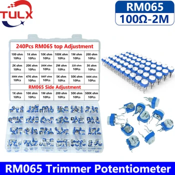 240Pcs/ Cutie Trimmer potențiometru RM065 rezistor variabil Asortate Kit100R 100ohm 1k 10k 100k 1M 200ohm 2k, 20k 2M 3k 300k, 500k