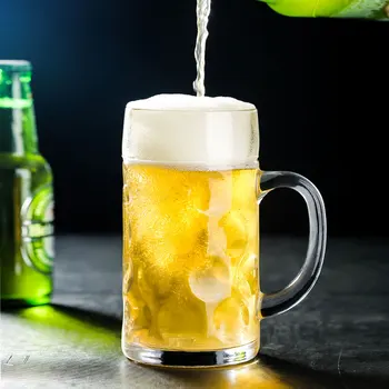 Mai gros Pahare de Bere Halbă Capacitate Mare de Cristal Transparent Sticla de Bere Cu Maner Acasă Club-Bar Party Drinkware 1000ml Cadou