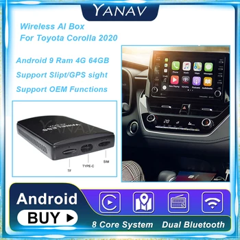 Android 9 4G 64GB, Android Auto Wireless Ai Cutie Pentru Toyota Corolla 2020 Auto Smart Box Plug and Play AI Adaptor cu Carplay