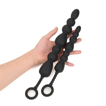 Produse pentru adulți silicon flirt trage bile cu inelul anal prize solide înapoi curții vaginal masaj penis lung