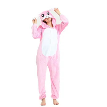 Adulți Pijamale Femei, Pijamale Flanel Unisex Iepure Drăguț Animale Desene Animate Set Pijama Cu Gluga Pijamale Kigurumi