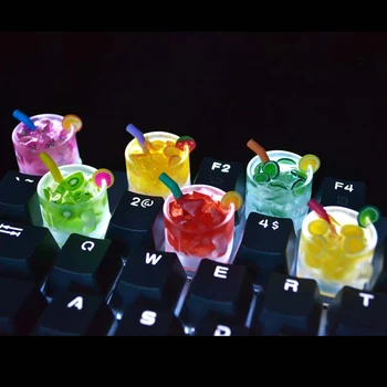 Transparent Colorat Suc De Fructe Cupa Design Rășină Taste Cherry Mx Comuta Tastatură Mecanică De Gaming Cu Iluminare De Fundal Drăguț Tasta Caps