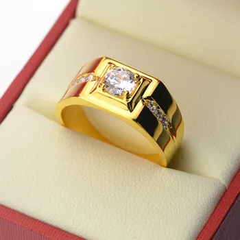14k placat cu aur Alb de Simulare Inel cu Diamante pentru Bărbați Personalitate AAA Zircon Piatră prețioasă S925 Argint Ziua Îndrăgostiților Cadouri
