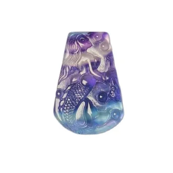 Naturale Cristal De Fluorit Piatră Sculptate De Mare Colorate Menajera Sirenă Frumos Pentru Cadou Pandantiv