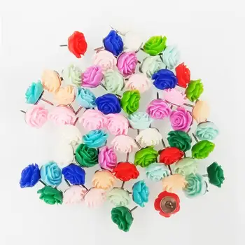 Mai multe Culori 30buc/Cutie Universal Frumoasă Floare Forma Push Pins Pioneze Mini Push Pins Frumoase Rechizite Școlare