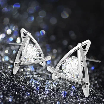 Centrul Strălucitor Bling Formă Conică Cristal Triunghi Pătrat Geometrie Combinație Modernă De Moda Pentru Femei De Cercei Stud