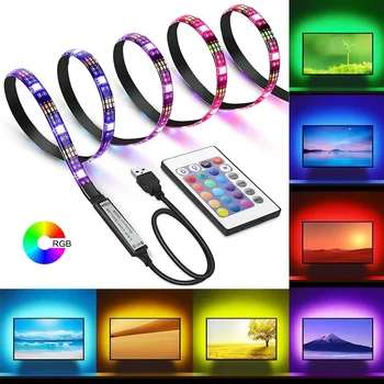 A condus Lumina Benzi RGB TV Backlight Control de la Distanță Neon Lumini de Gheață Bandă SMD5050/2835 USB Decor Dormitor 1m 2m 3m 4m 5m Luces LED