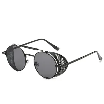 Noi de vânzare fierbinte steampunk bărbați ochelari de soare pentru femei personalizate parbriz ochelari femei de culoare retro film reflectorizant ochelari rotunzi