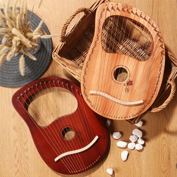 16-String Liră Harpă Mahon din Lemn Masiv de Metal cu Coarde, Instrumente Portabile de Liră Cu 16 Tone pentru Iubitorii de Muzică Copii Adulți