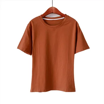 De înaltă Calitate din Bumbac cu mânecă Scurtă T-shirt Femei 2018 Noi de Vara Femei Vrac Guler Rotund Culoare Solidă Tricou T-shirt