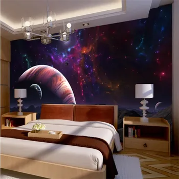 beibehang fotografie tapet de calitate flash argint material / suprafață dormitor noptieră univers fantasy stele, planete mari murale