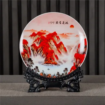 Jingdezhen Ceramică Lucky Strike Agățat Placa Decor Placa Stil Chinezesc Living Cabinet Vin Pridvor Așezat Placa