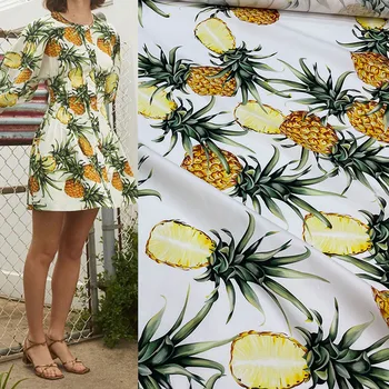 145 cm Lățime Moda Ananas Imprimate Tesatura de Bumbac Pentru Femei Fata Rochie Bluza Pantaloni DIY Pânză de Cusut Material