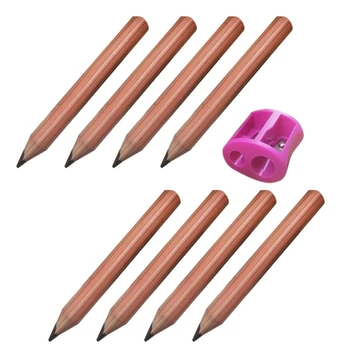 PPYY-Scurt Triunghiular Creioane Mini din Lemn Creioane Triunghiulare Incepator Prindere Scris Creion pentru Grădiniță, 3.5 Inch, 8 Buc