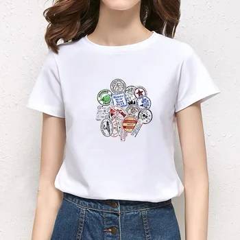 Moda Timbru Tema Tricou Femei pe Scurt cu Mâneci O-neck T-shirt Minunat Print Ullzang Tricou Harajuku Topuri Fata de T-shirt