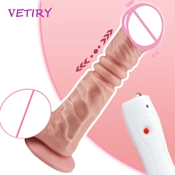 Telescopic Vibrator Vibrator de Control de la Distanță Realist Penis artificial Penis Mare Jucarii Sexuale pentru Femeile de sex Feminin Masturbator Vagin Masaj Erotic